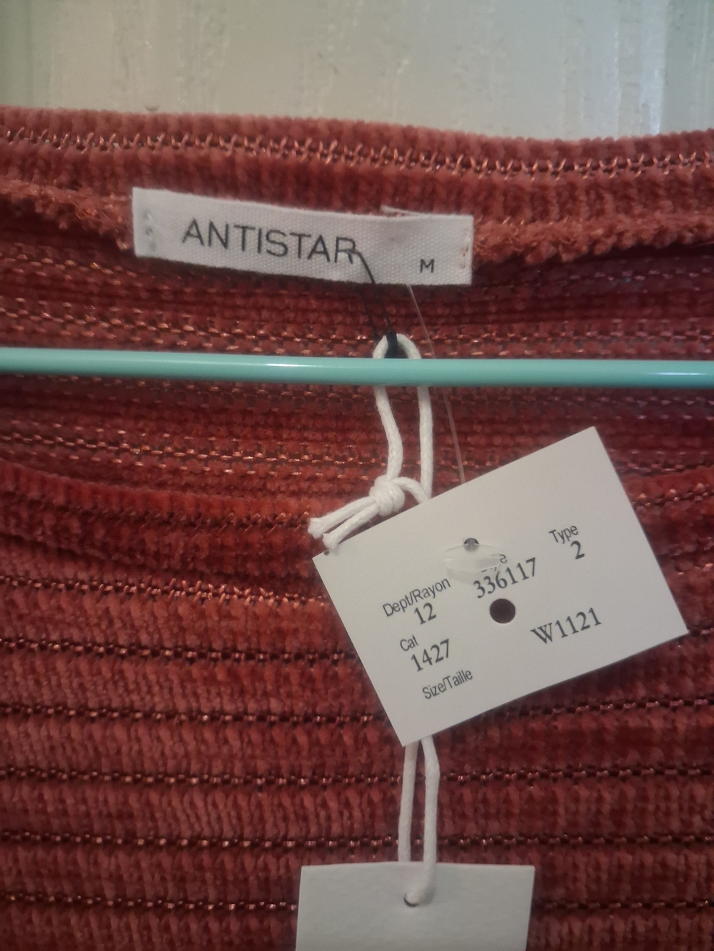 ANTISTAR Women's Crewneck Ribbed Sweater in Rust